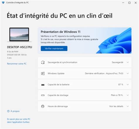 vérifier l'état du pc.